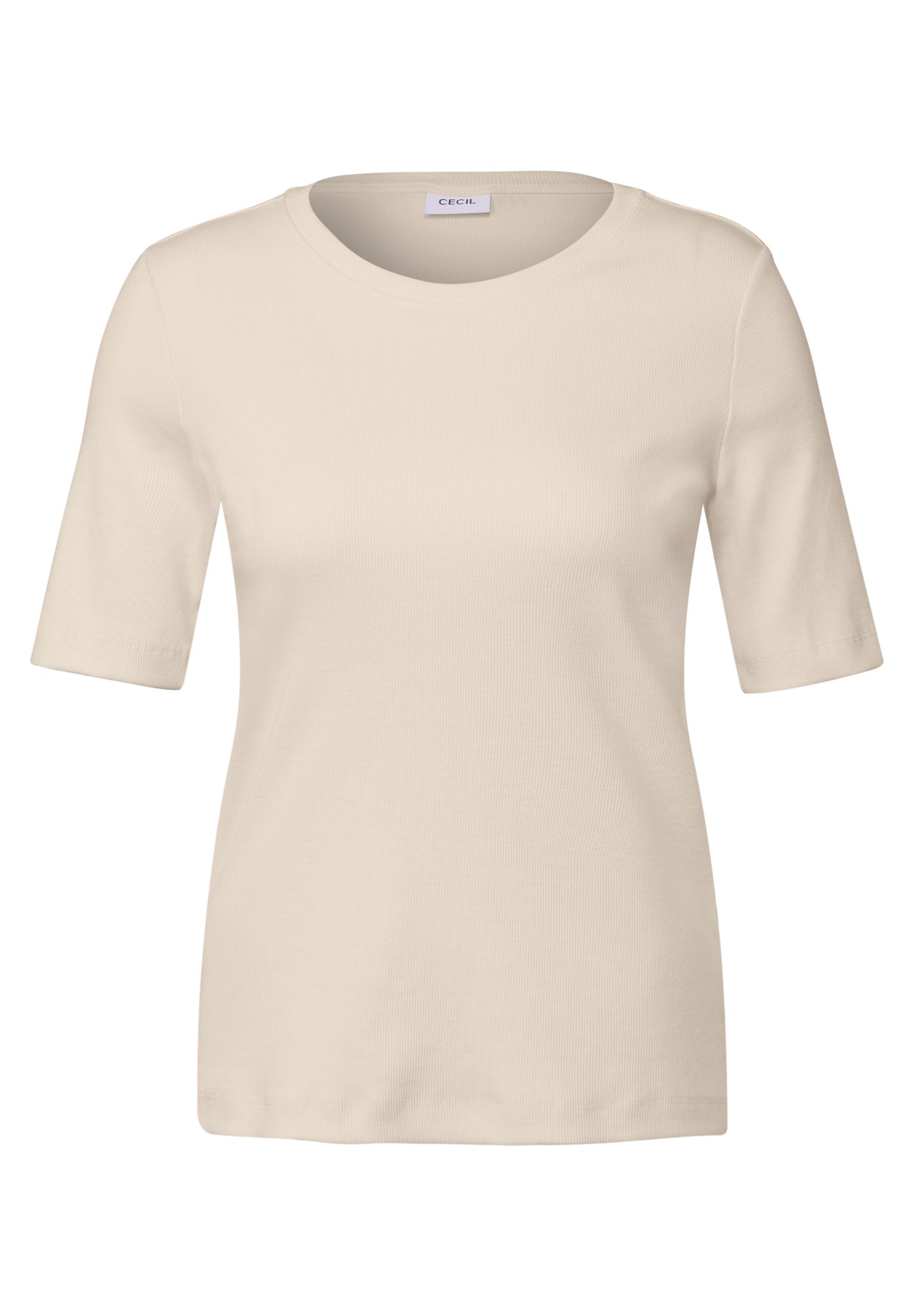Basic Rippstruktur T-Shirt L - Light Beige