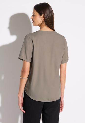 Bluse in Unifarbe 36 - Vintage Stone