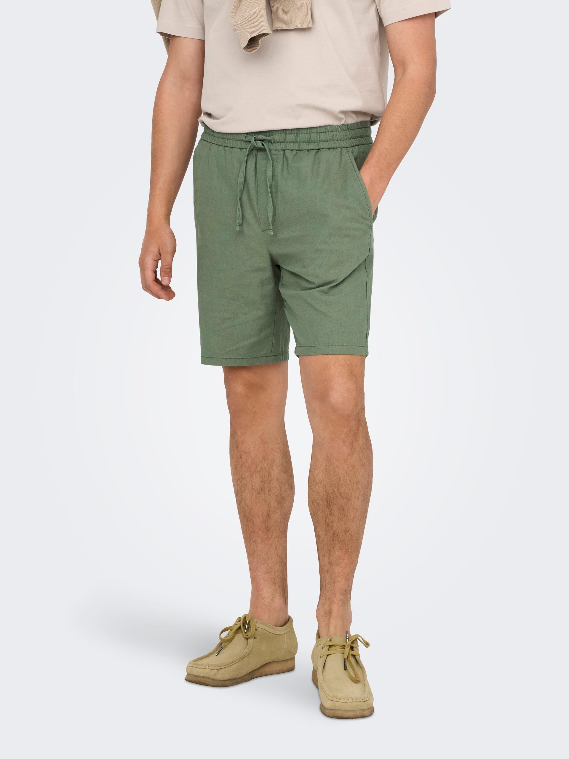 ONSLINUS 0007 COT LIN SHORTS NOOS L Normal geschnitten - Sea Spray