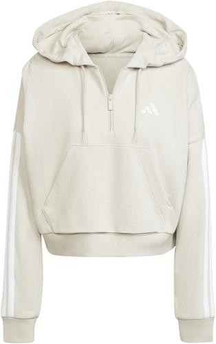 ADIDAS Damen Kapuzensweat Essentials 3-Streifen French Terry Quarter-Zip M in Grau