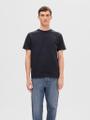 SLHSANDER SEERSUCKER SS O-NECK TEE Blau L