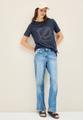 T-Shirt mit Schmucksteinen L - Urban Navy Blue
