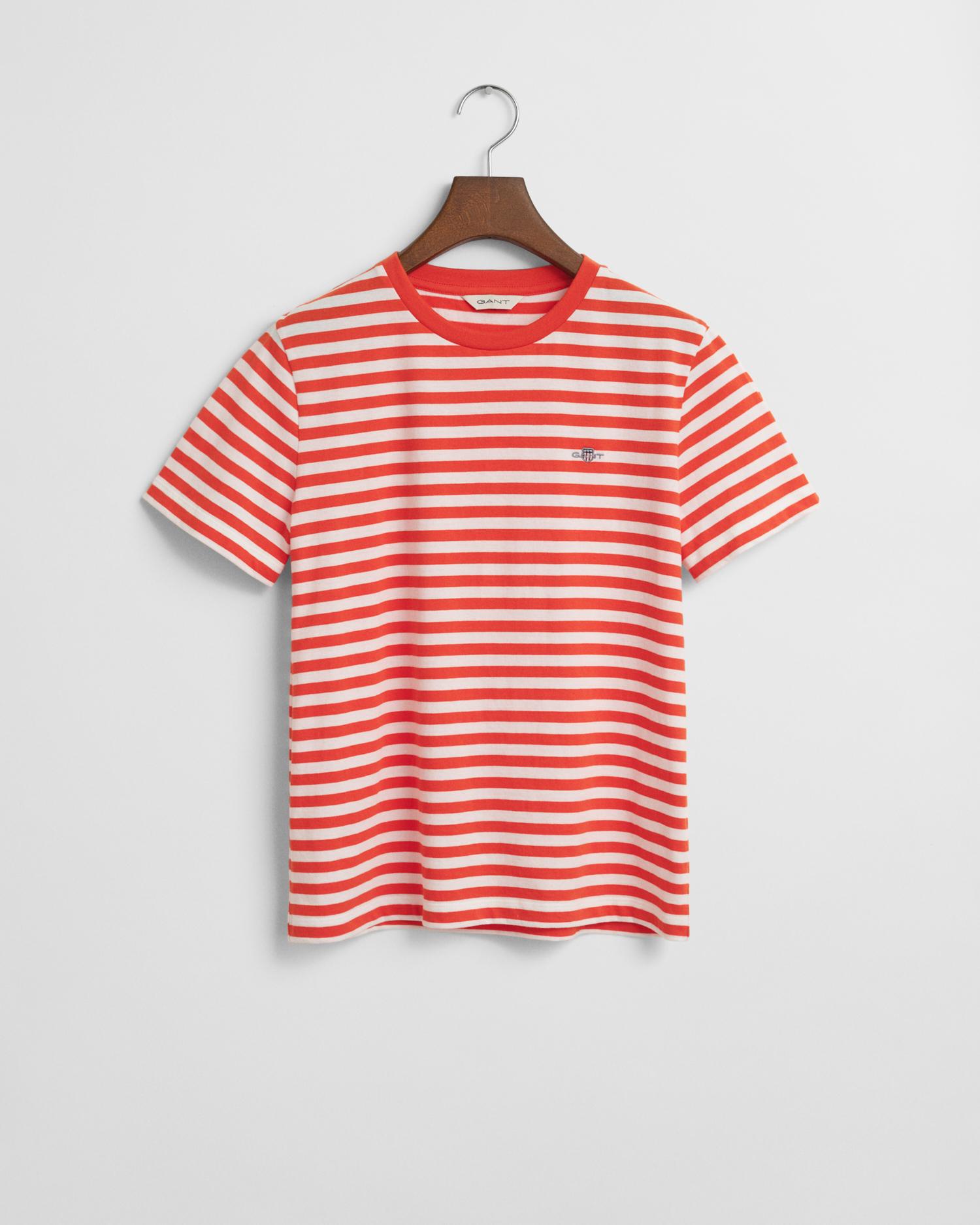 Shield T-Shirt mit Streifen L - Orange Red