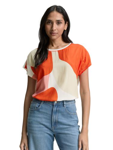 T-Shirt im Material-Mix M Regular Fit - Red Abstract Flower