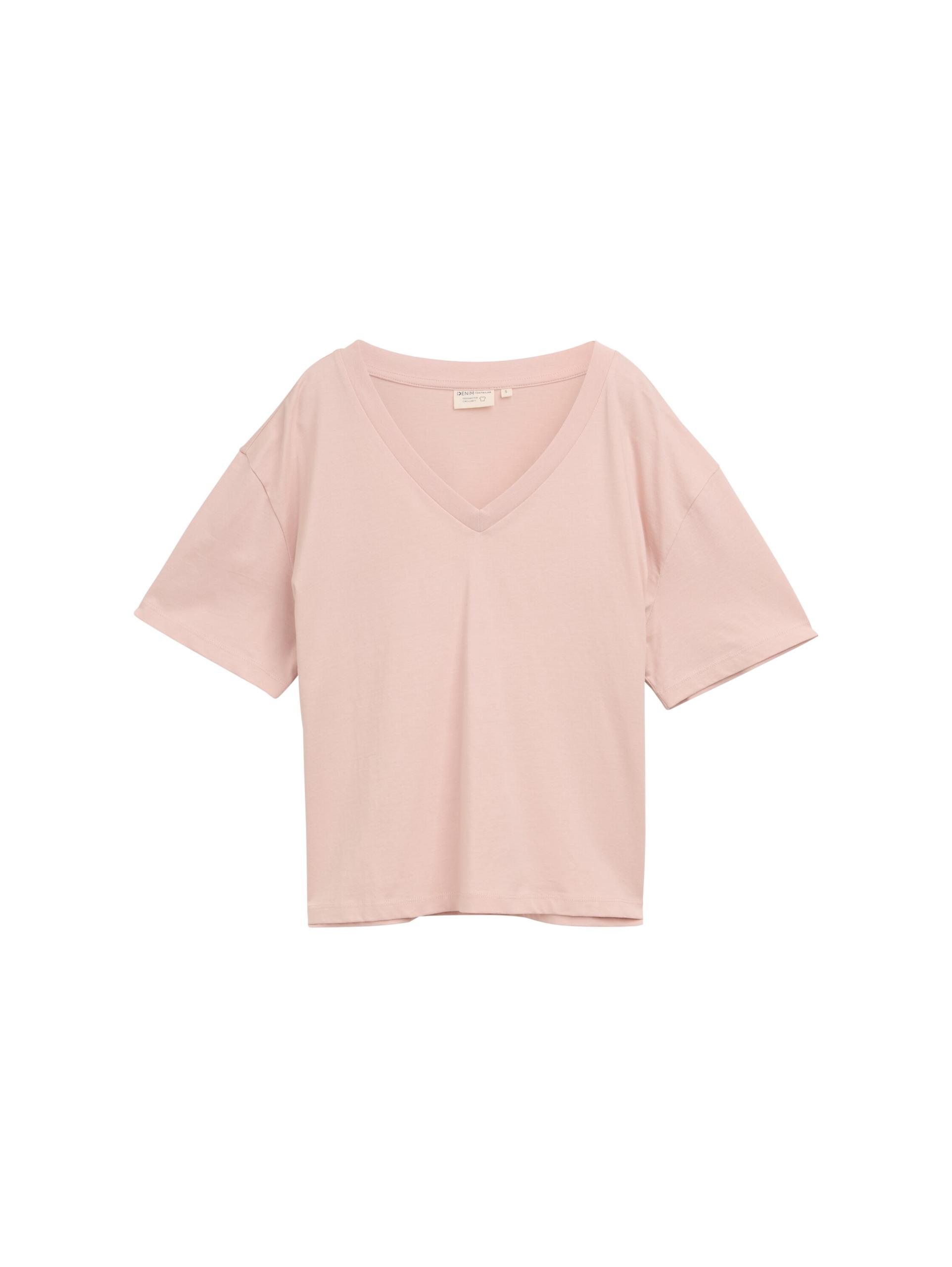 Boxy Fit T-Shirt mit V-Ausschnitt XL Boxy Fit - Rose Smoke
