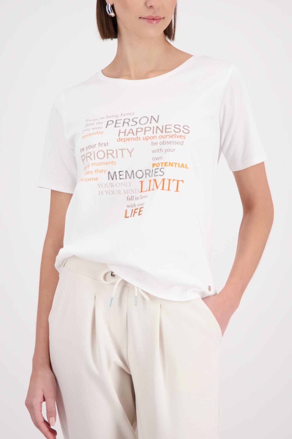 T-Shirt mit Strasssteinen 46 - Off-white