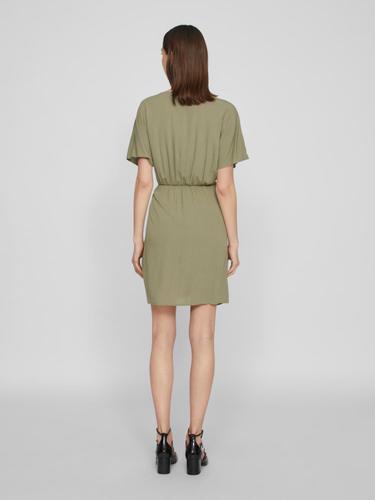 VIMOASHLY BUTTON S/S DRESS 40 Locker geschnitten - Oil Green