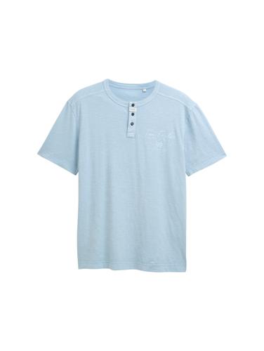 Henley T-Shirt mit Print L Regular Fit - Light Powder Blue