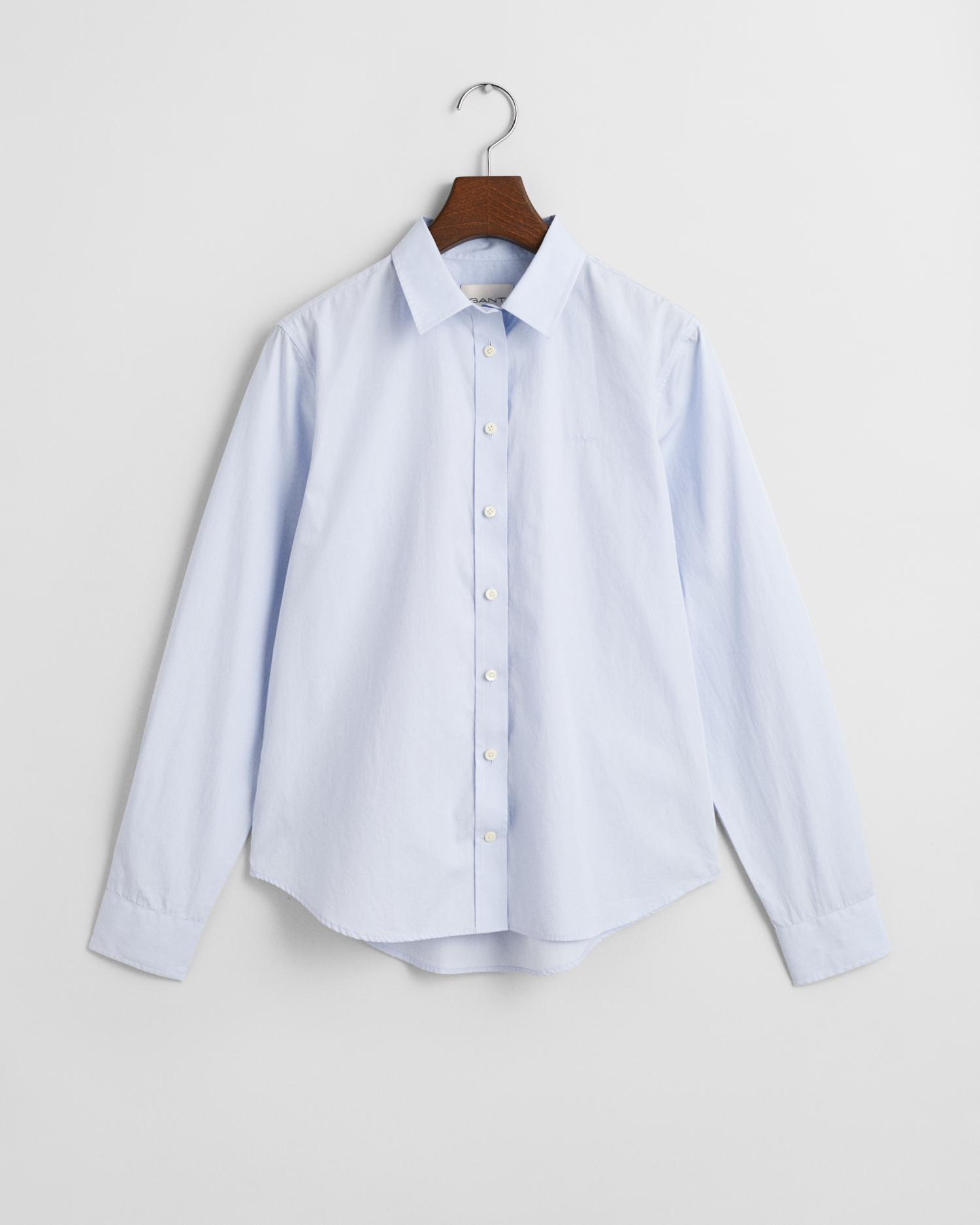 Regular Fit Classic Popeline Bluse 44 - Light Blue