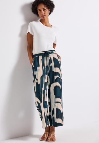 Gemusterte Wide Leg Hose 40/7/8 Hosen - Tide Blue