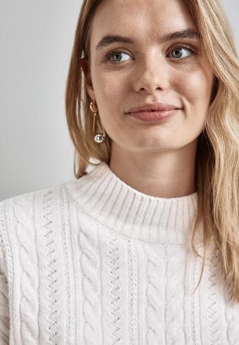 Pullover mit Strickmuster 44 - Cream White Melange
