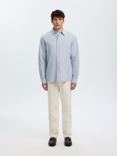 SLMREGCLAUS CLAY LINENBLEND LS SHT NOOS XL Normal geschnitten - Dusty Blue