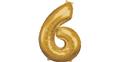 Super Shape Folienballon Gold, Zahlenballon 6, 55 x 88 cm gold
