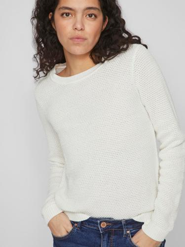 VIDALO O-NECK L/S KNIT TOP- NOOS M Normal geschnitten - White Alyssum