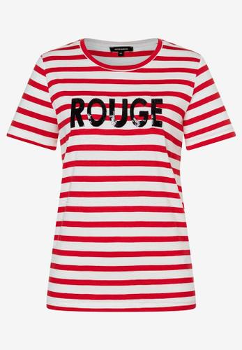 Streifenshirt mit Paillettenschrift Frühjahrs-Kollektion Rot 38