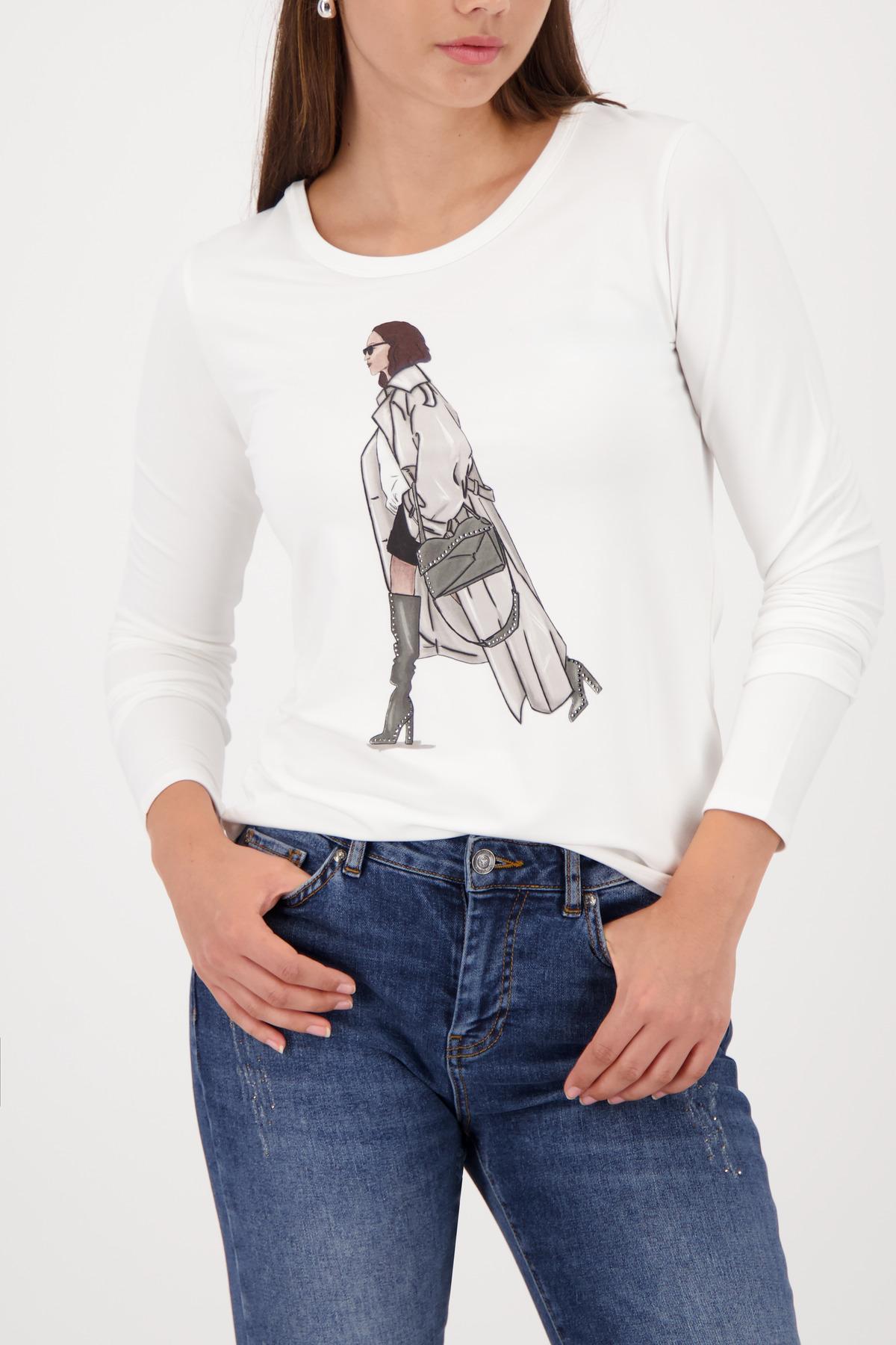 Langarmshirt mit Print 46 - Off-white