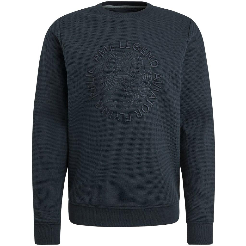 Crewneck waffle jersey Blau M