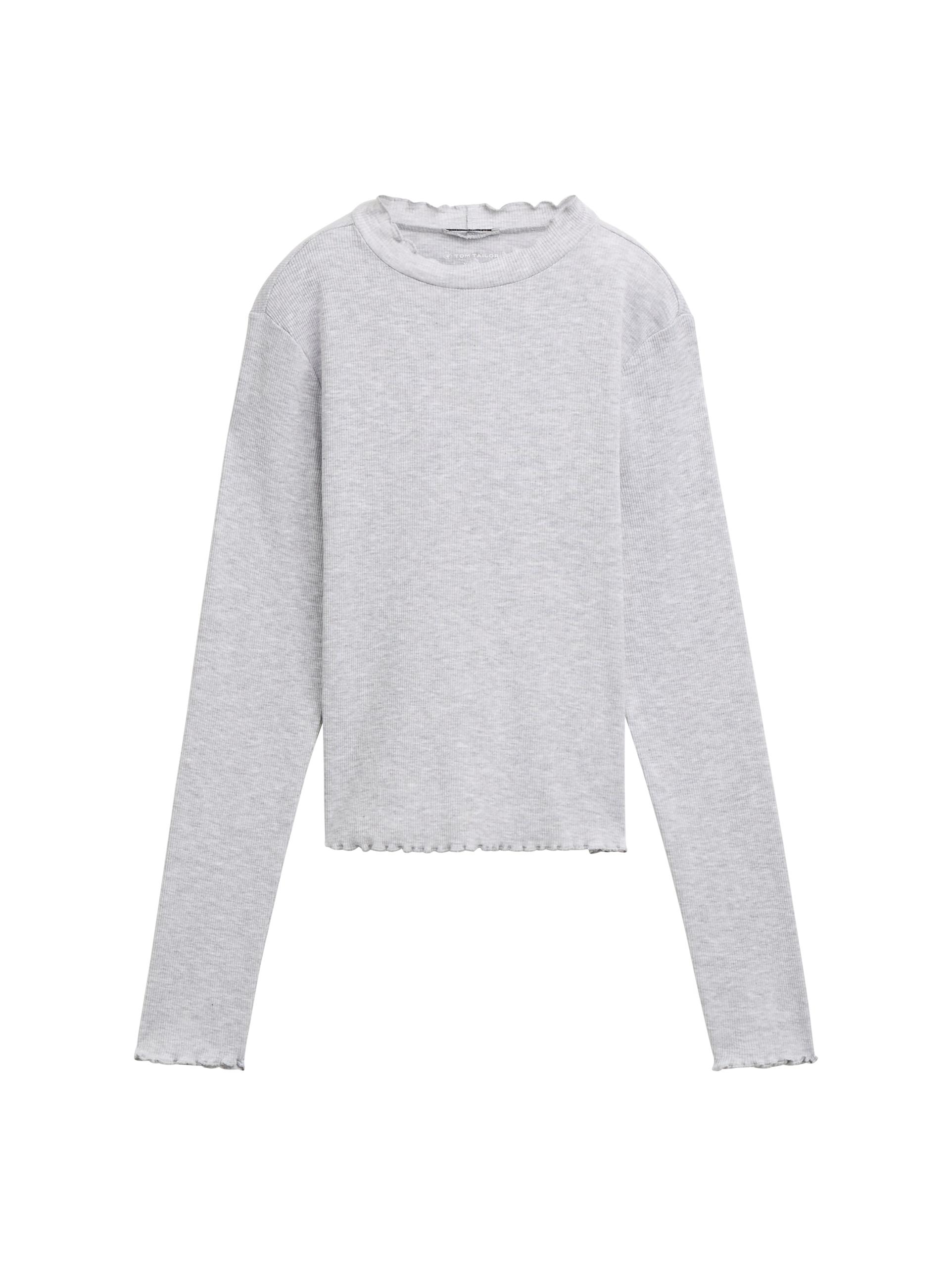 Cropped Langarmshirt mit Bio-Baumwolle 152 Cropped Fit - Light Stone Grey Melange