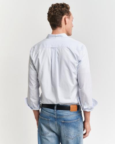 Regular Fit Classic Popeline Hemd mit Streifen Blau XL