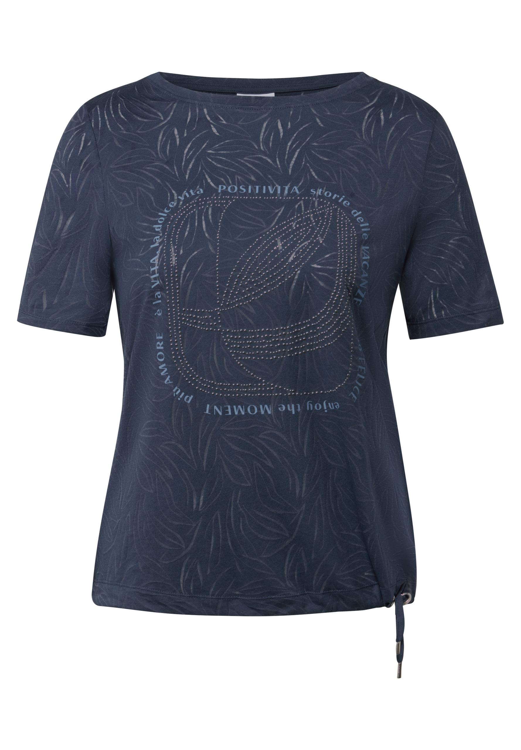 T-Shirt mit Schmucksteinen L - Urban Navy Blue