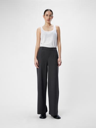 OBJLISA WIDE PANT NOOS 42 Weiter Beinschnitt - Medium Grey Melange