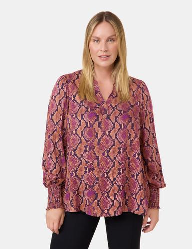 Bluse mit Python-Print 46 Figurumspielend | Leger - Caramel Gemustert