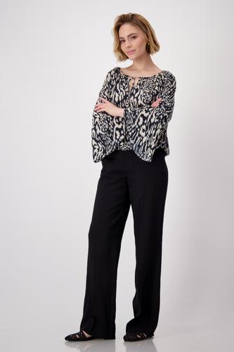 Bluse mit Leomuster 36 - Schwarz Gemustert