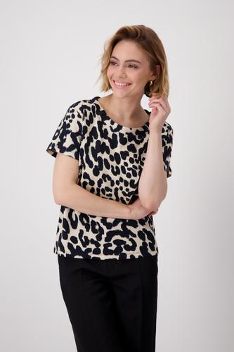 T-Shirt mit Leomuster 44 - Schwarz Gemustert
