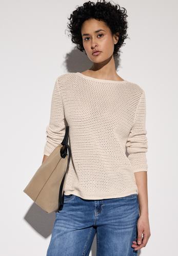 Pullover mit Lochmuster 42 - Lucid White