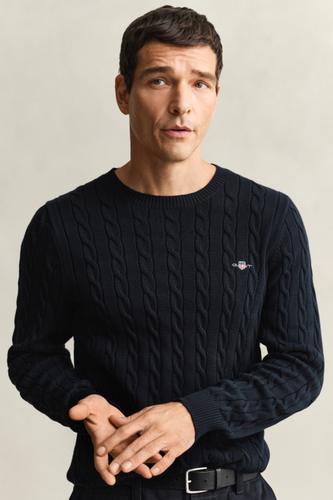 Zopfstrick Rundhalspullover aus Baumwolle XXXL - Evening Blue