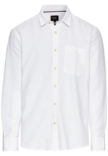 Langarm-Leinenhemd mit Soft-Wash-Veredelung Weiß XL
