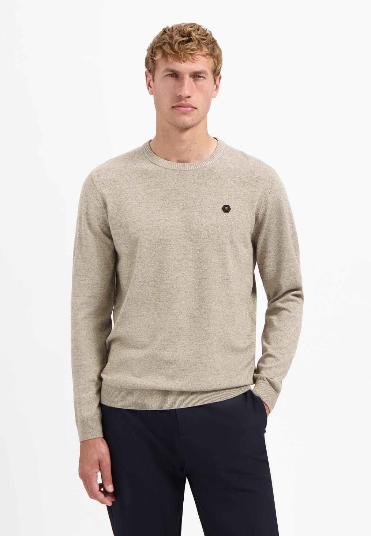Pullover Crewneck 2 Coloured Melange XL Regular Fit - Sand