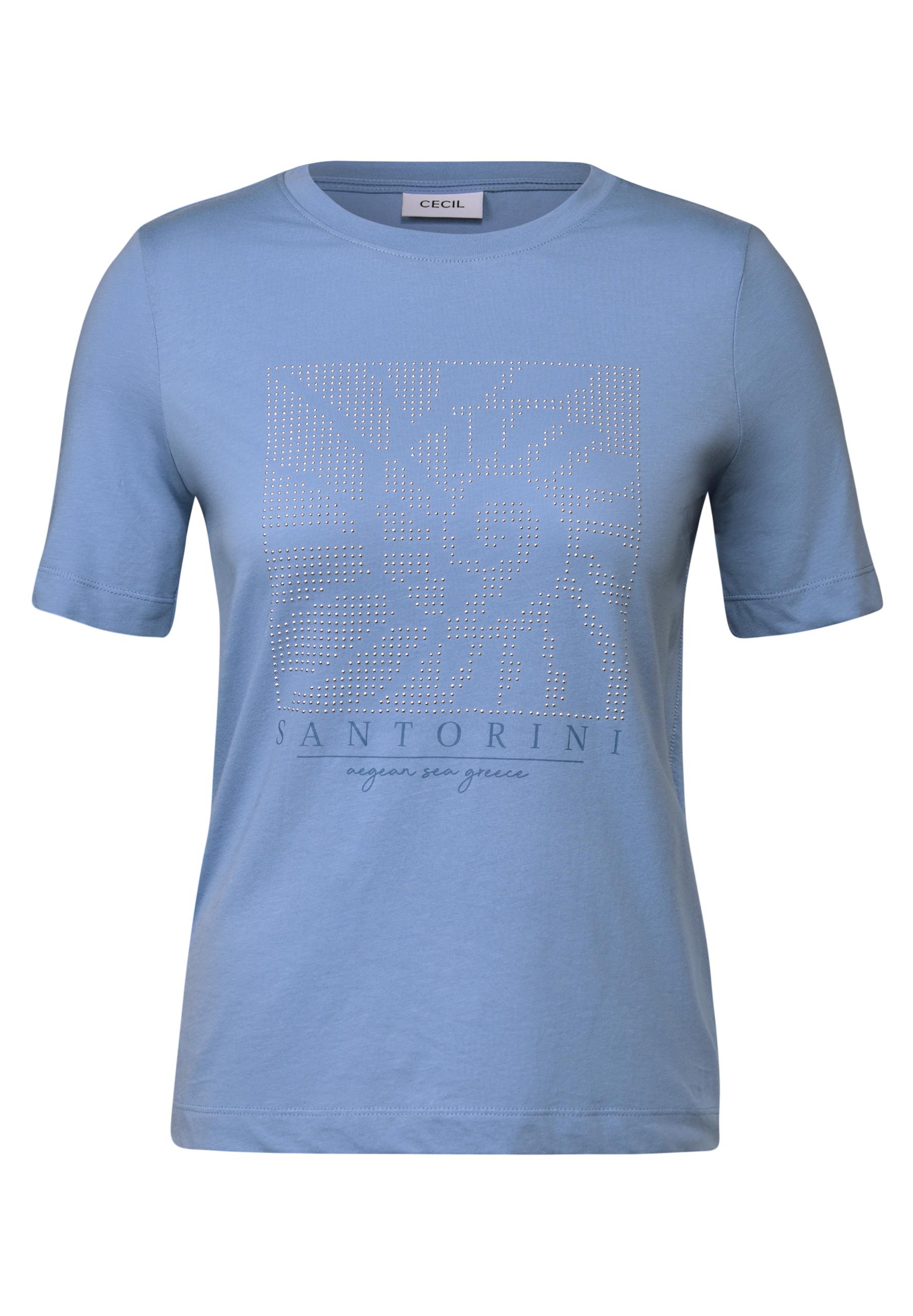 Shirt mit Schmucksteinen M - Deep Pastel Blue