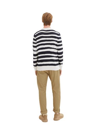 Gestreifter Strickpullover XXXL Regular Fit - Navy Water Stripe
