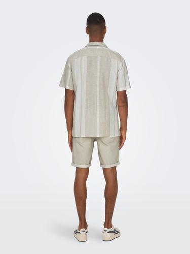 ONSCAIDEN LIFE STRIPE RES LINENBLENDNOOS L Normal geschnitten - Vintage Khaki