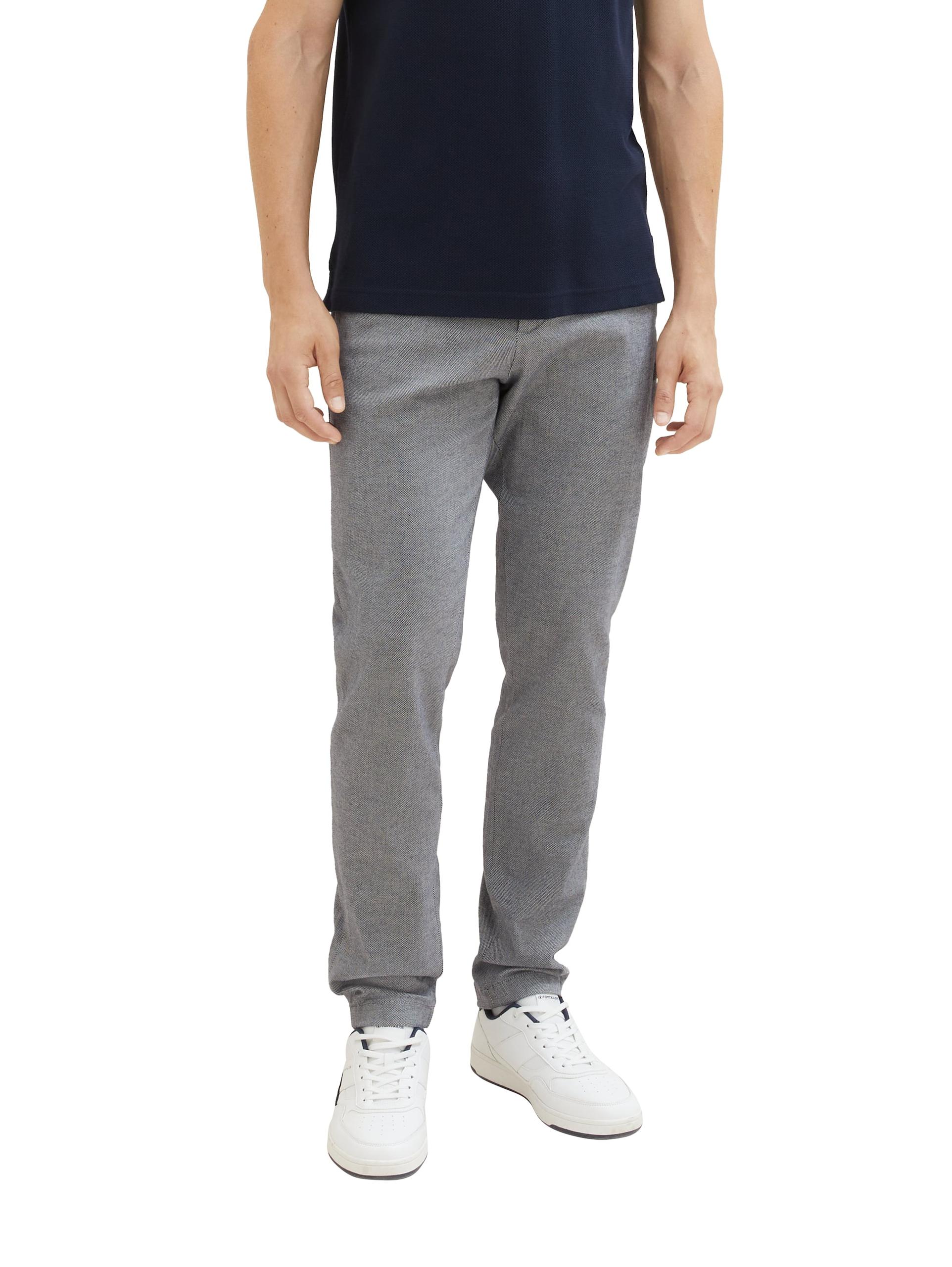 TTTRAVIS SLIM Chino Hose mit Gürtel 34/34 Slim Fit - White Navy Zig Zag Structure