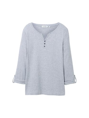 Langarmshirt mit Bio-Baumwolle XXXL Regular Fit - Offwhite Navy Small Stripe