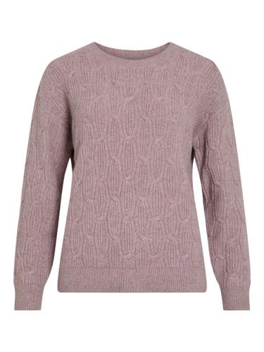 VILASSIA O-NECK L/S CABEL KNIT TOP -NOOS L Normal geschnitten - Toadstool