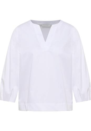 Satin Shirt Bluse Satingewebe 3/4-Arm 40/Dreiviertelarm LOOSE FIT - Weiß
