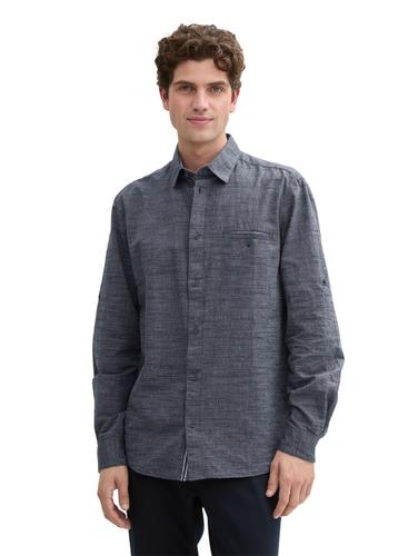 Regular Fit Hemd mit Turn-up-Funktion XXL Regular Fit - Navy White Fil A Fil Dobby