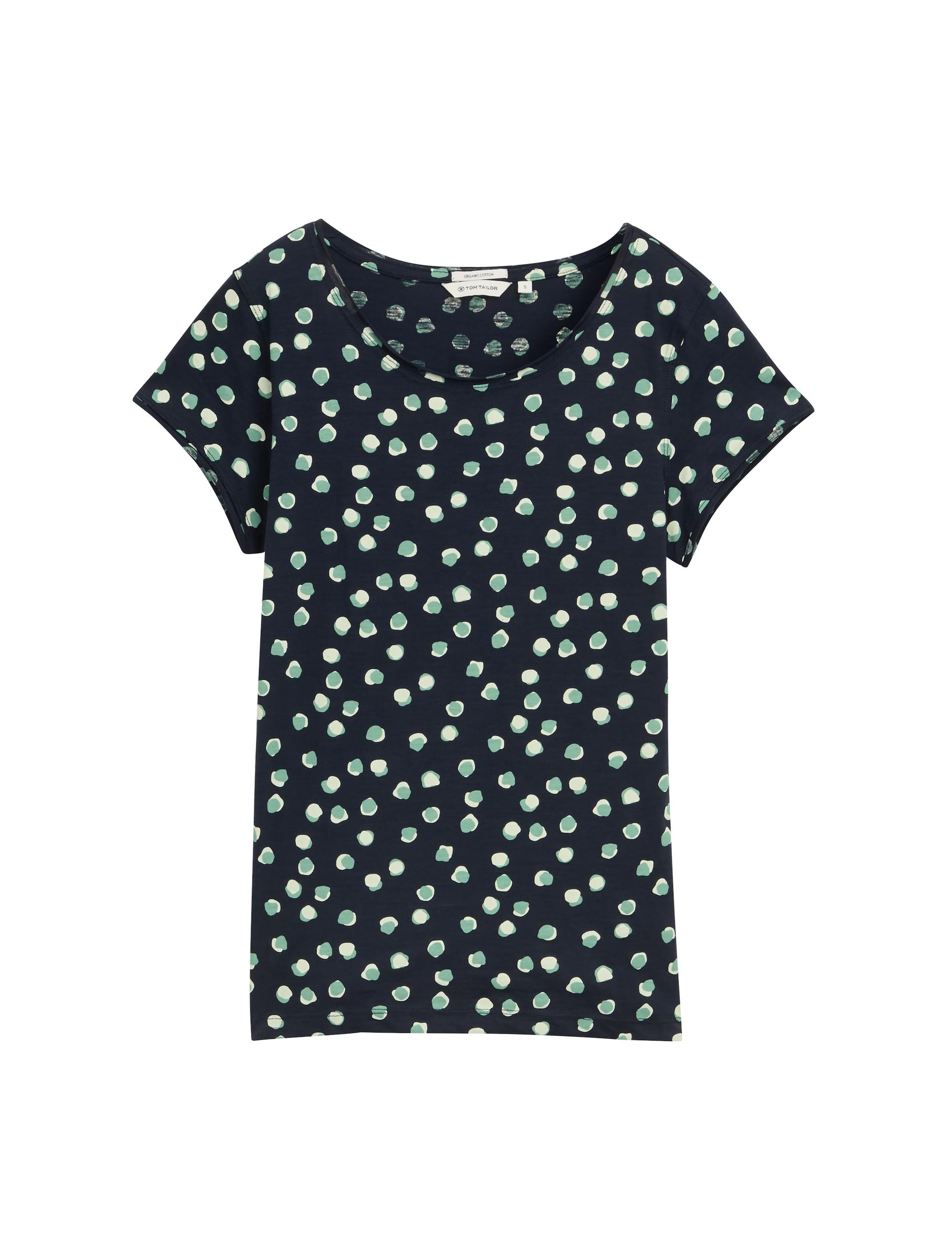 T-Shirt mit Rundhalsausschnitt XL Regular Fit - Navy Green Dots