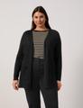 Lange Basic-Strickjacke 46 Figurumspielend - Black