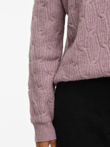 VILASSIA O-NECK L/S CABEL KNIT TOP -NOOS L Normal geschnitten - Toadstool