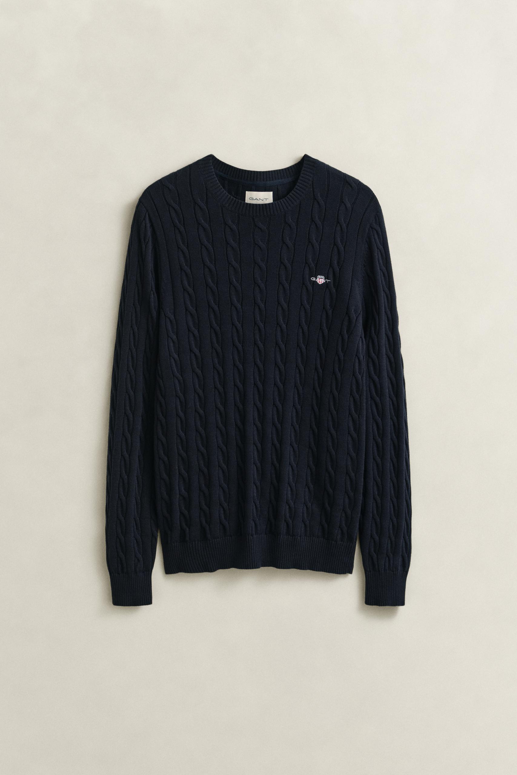 Zopfstrick Rundhalspullover aus Baumwolle XXXL - Evening Blue