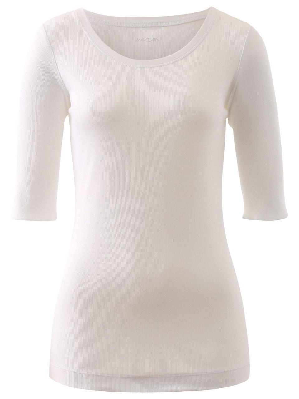 Rundhals-Shirt mit halben Ärmeln 34 - White
