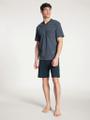 Kurz-Pyjama, V-Neck Blau L