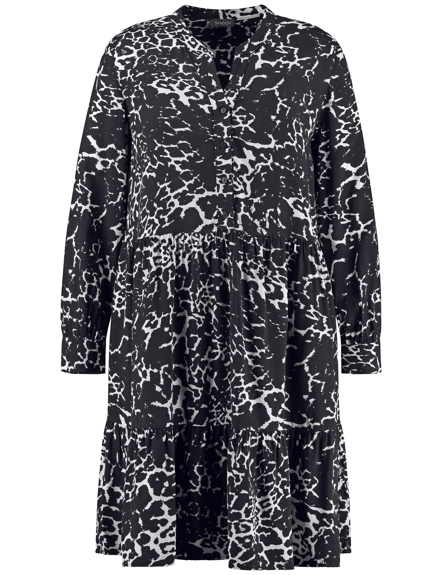 Ausgestelltes Stufenkleid mit Unterkleid 50 A-Linie | Ausgestellt - Navy Gemustert