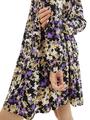Mini Kleid mit Ballonärmeln XS Regular Fit - Lilac Green Flower Print