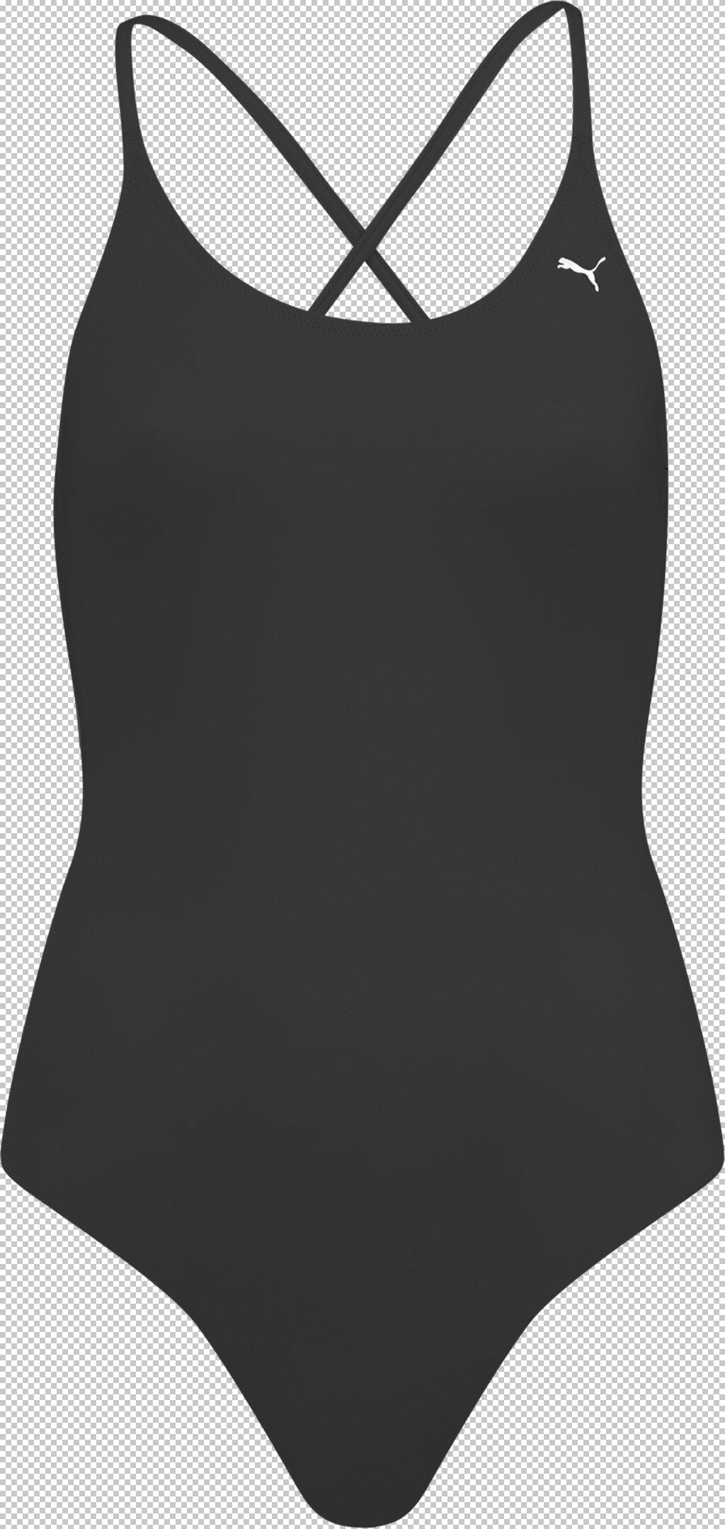 PUMA Damen Badeanzug SWIM WOMEN V-NECK CROSSBACK SW M in Schwarz