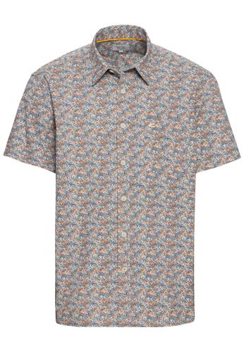 Kurzarmhemd mit Allover-Print M Regular Fit - Khaki